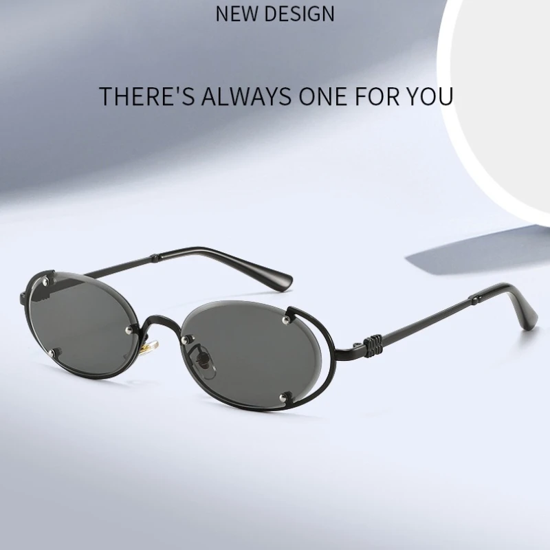 Half-frame Metal Sunglasses Men Women Fashion Travel Glasses Vintage Outsoor Hiking Sunshades High Quality UV400 Driving Eyewear