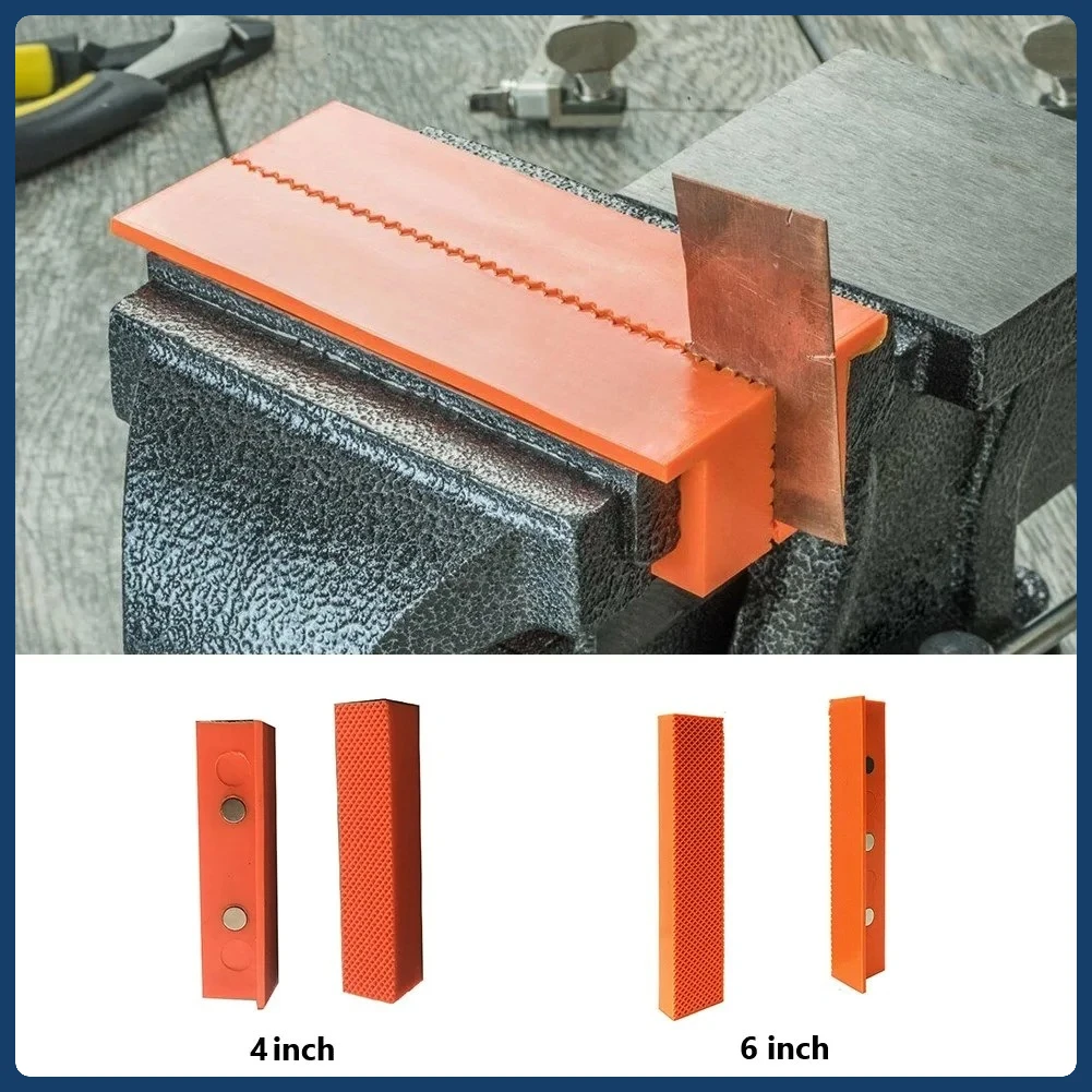 

2pcs 4/6 Inch Magnetic Bench Pads Vice Jaw Pad Multi-groove Vise Holder Grips Heavy For Milling Cutter Drilling Machine Accs