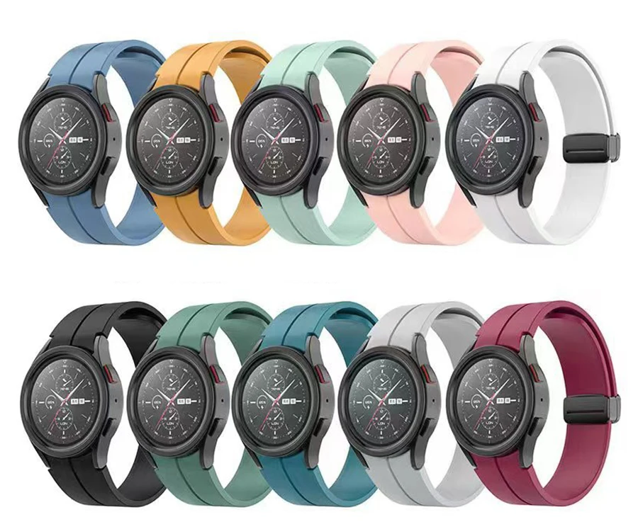 Correa de silicona Original para Samsung Watch 5 Pro, banda con hebilla magnética de 45mm 5/4 40mm 44mm para Galaxy Watch 4 Classic 42mm 46mm