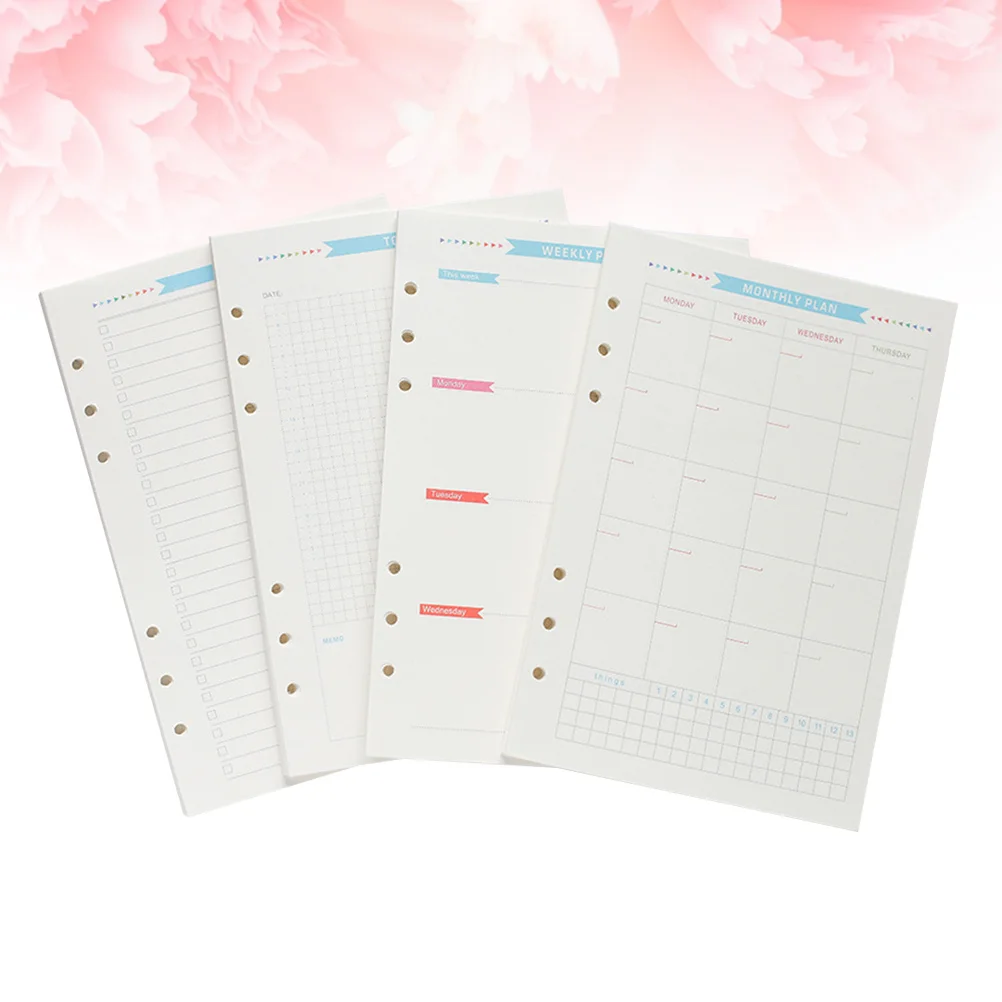 

1 set A6 Loose Leaf Refill Paper For 6-Ring Binder Planner Monthly Weekly Daily To-Do List Filler Sheets Notebook Replacement
