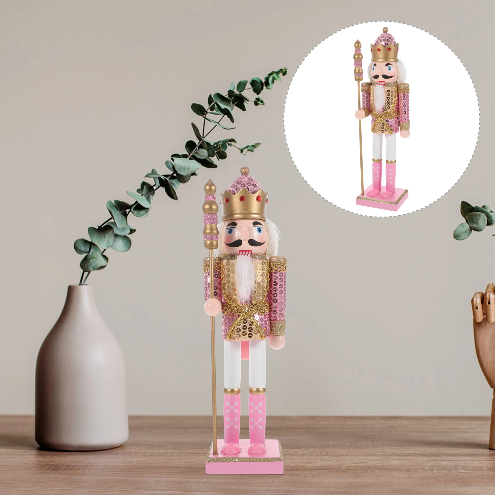 Nutcracker Soldier Kids Toys Christmas Decor Small Xmas Set Nutcrackers Gifts Wood Figures Bride