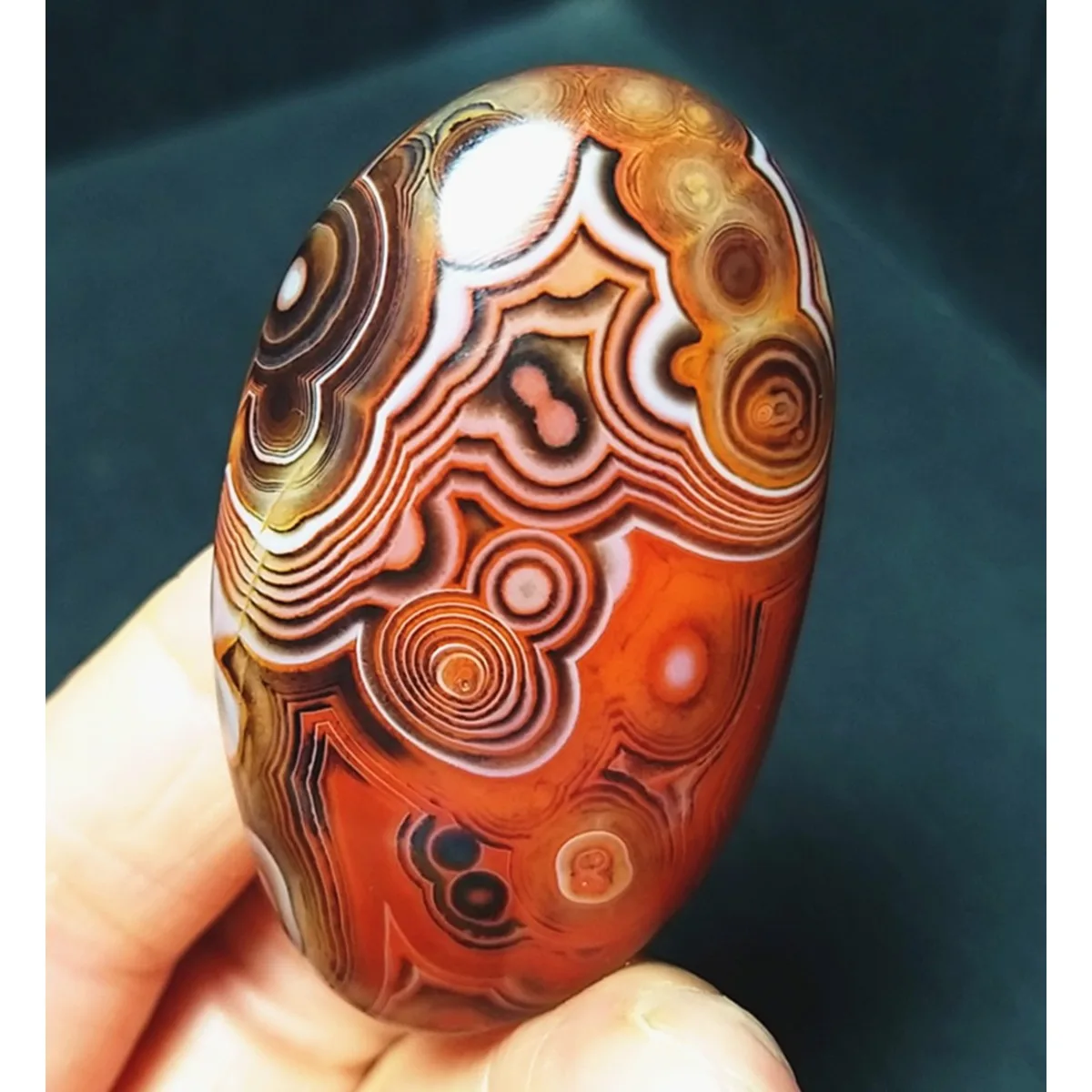Natural Banded Agate Display Stone, Polished Tumbled, Pocket Stone, Shelf Display, Crystal Collection, Table Display