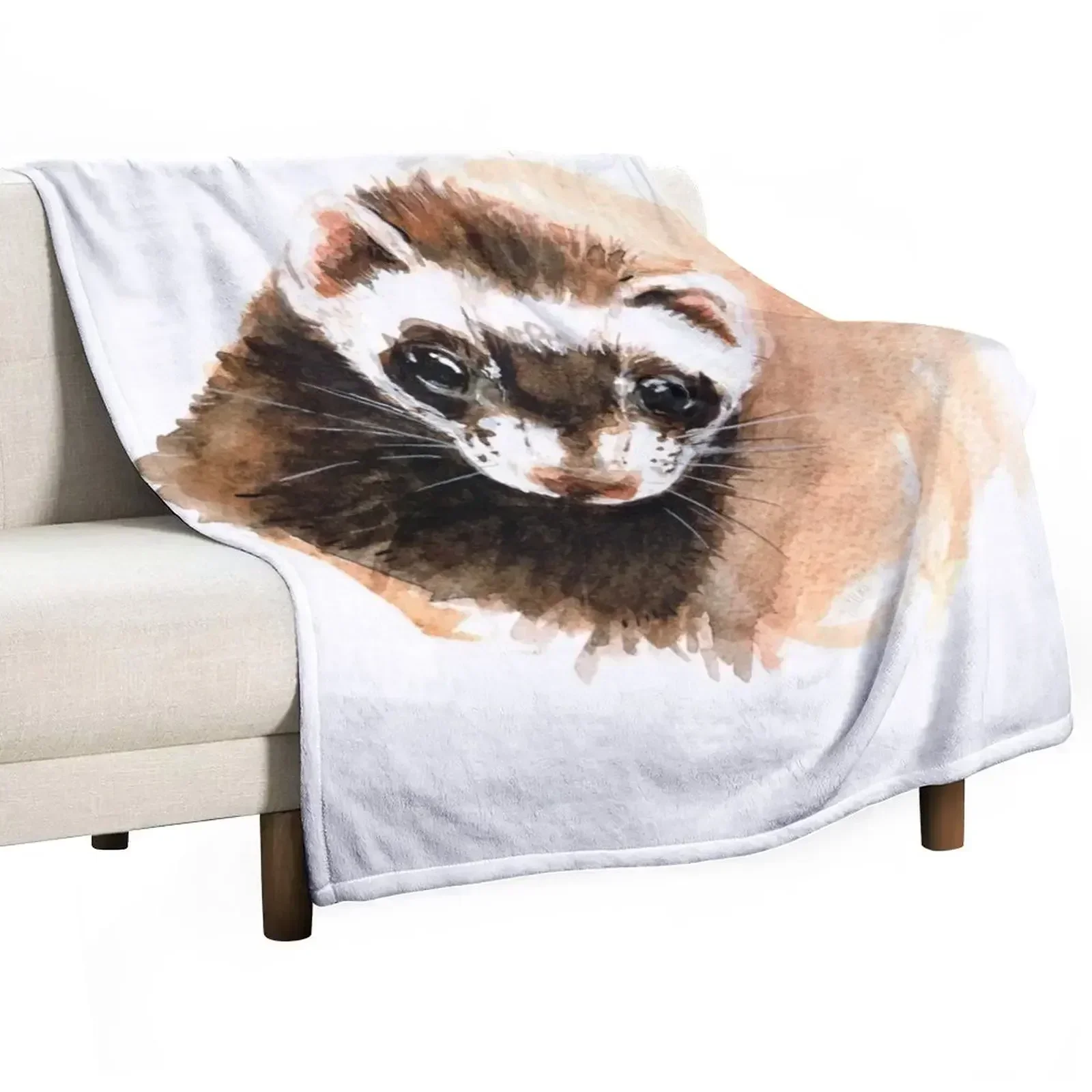 Ferret portrait Throw Blanket Nap Soft Beds Blankets