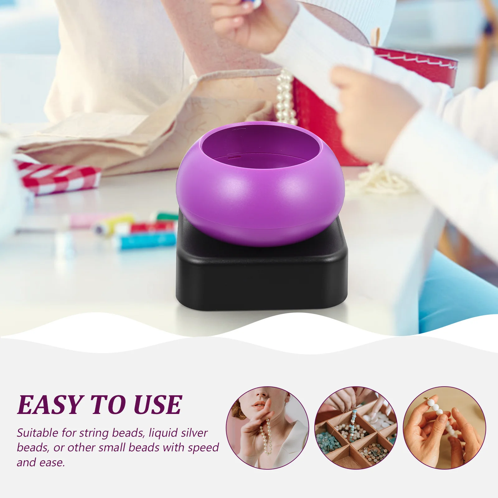 Máquina giratória de miçangas, durável, abs, faça você mesmo, ferramenta de miçangas para amarrar rápido, contas de argila plana de prata líquida, artesanato de fabricação de jóias