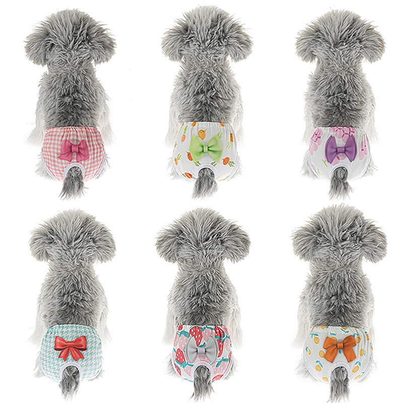 Dog Diapers Physiological Pant Cartoon Cute Puppy Women's Panties Shorts Underwear Washable Female Dog Diper Panties Pet Clothes