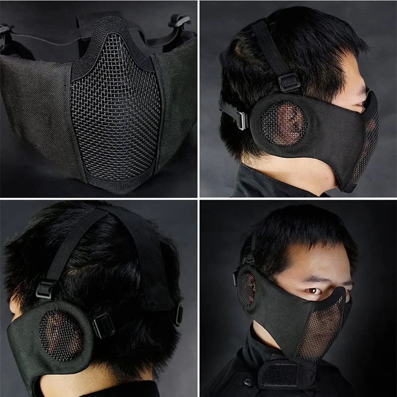 Jagd Maske und Brille Kappe Set Taktische Stahl Mesh Maske Halbe Gesicht Schutz Baseball Hut Set für Paintball Schießen Cosplay