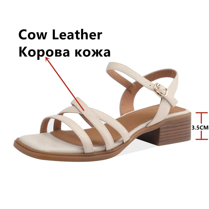 FEDONAS New Concise Women Sandals Summer Ankle Strap Thick Heels Genuine Leather Fashion Narrow Band Working Casual Shoes Woman