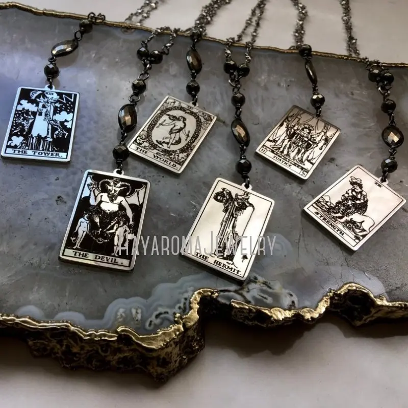 

Tarot Card Pyrite Star Chain Lariat Necklace Wicca Witch Witcher Witchcraft Pagan Satan Occult Crystal Goth Gothic Jewelry