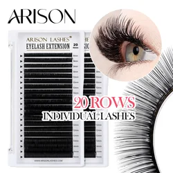 ARISON 20 Rows Classic Lashes Matte Individual Eyelash Extension Russian Volume Eyelashes C/D Curl Premium Soft Eye lash