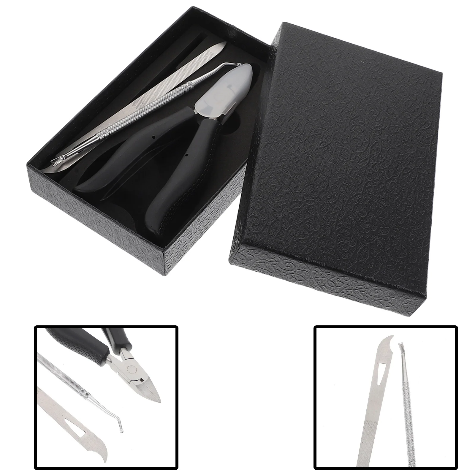 1Set Stainless Steel Dead Skin Plier Set Professional Nail Trimming Tool for Cuticle Toenail Groove Deep Clean Long-Lasting Nail