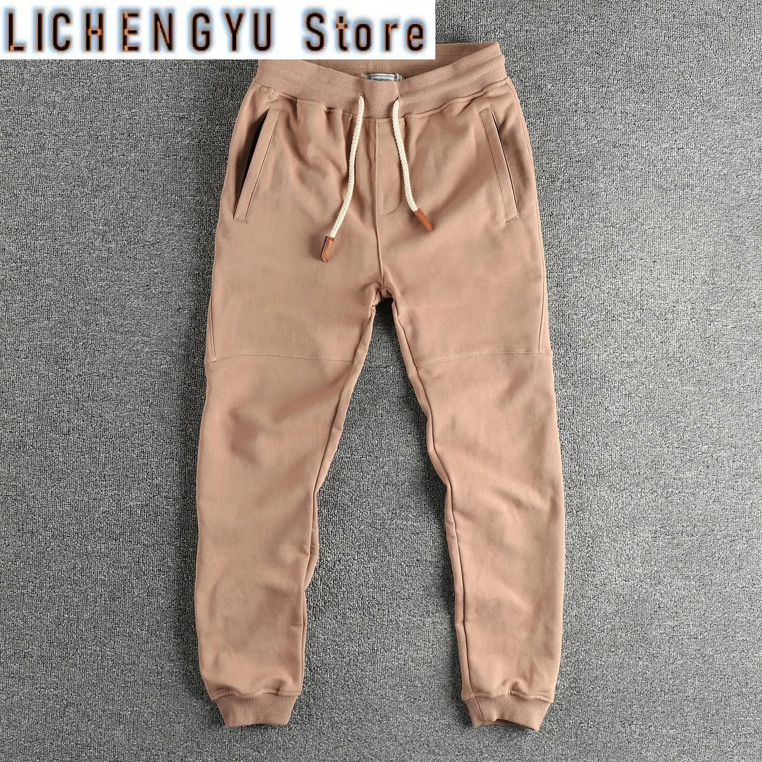 Autumn New American Retro Terry Cloth Solid Color Sweatpants Men's Simple Washed Drawstring Casual Sports Youth Ankle-tied Pants