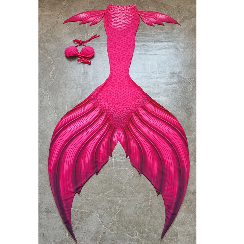 Pink Mermaid Tail Skin Fish Shape Suit With Flipper Monofin Fin Beautiful Photo Swim Oceanarium Vacation Beach Costumes Swimsuit