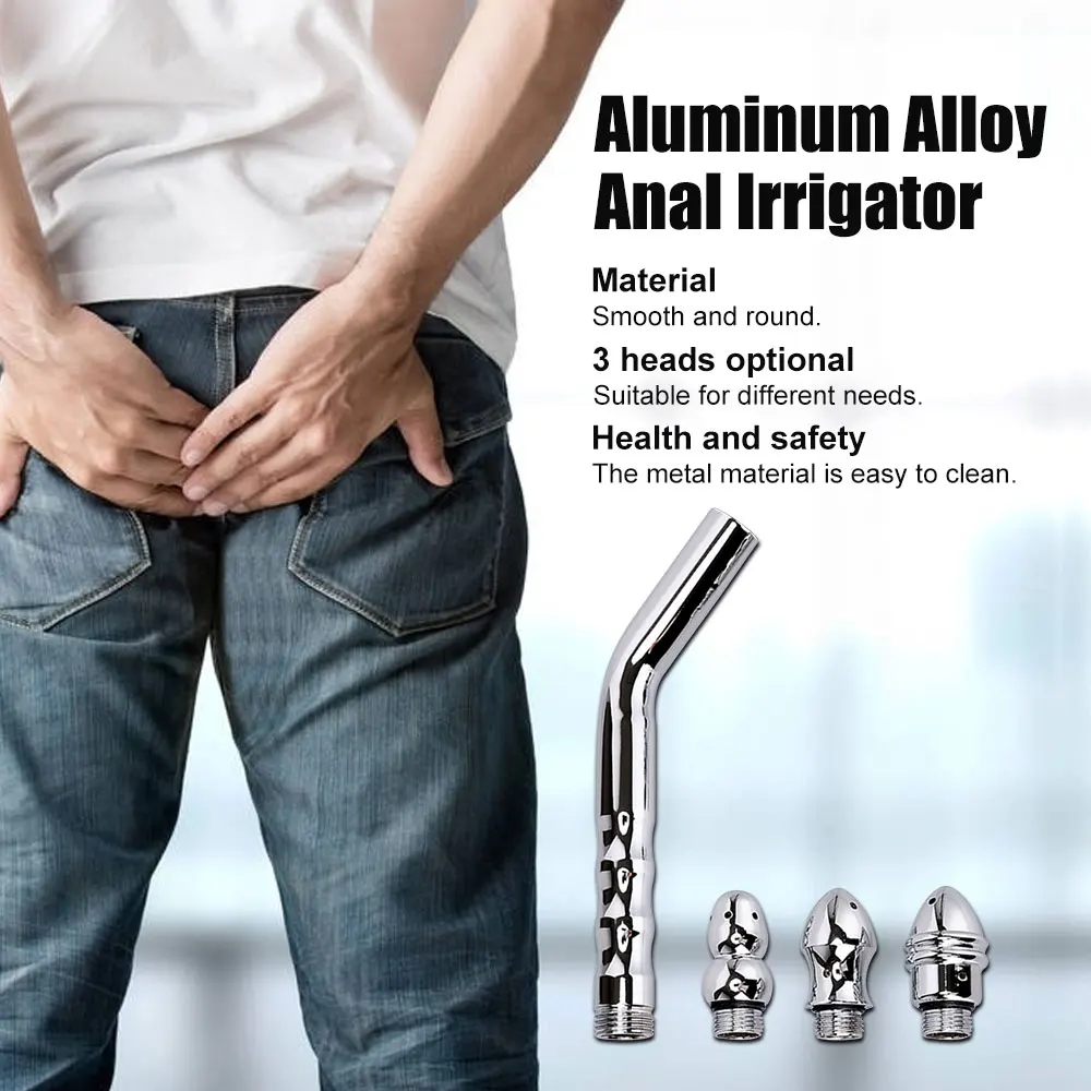 Enema Anal Douche Shower Cleaner Feminine Vaginal Butt Plug Cleaning Tool 3 Enema Nozzle Metal Enemator Colonic Washing Adults