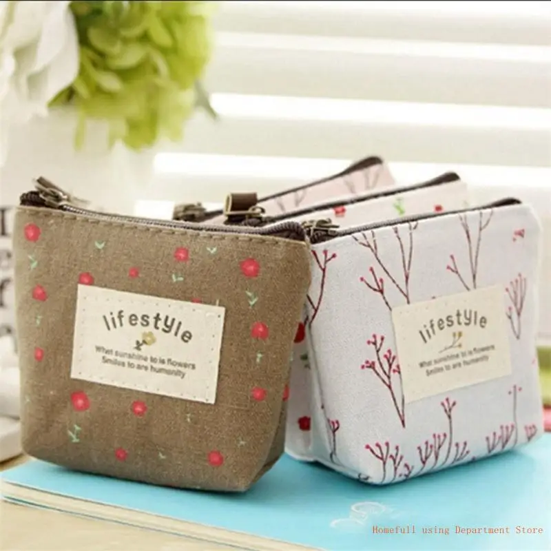 

Beautiful Printed Coin Purse Wristlet Bag Zipper Wallet Storage