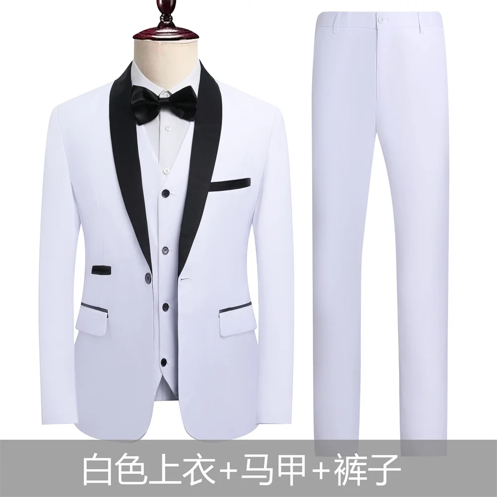 

Formal Shawl Lapel Business Suit Set 3 Pieces For Men,Elegant Men's Slim Fit Suits Office Outfit Plus Size Party Tuxedo