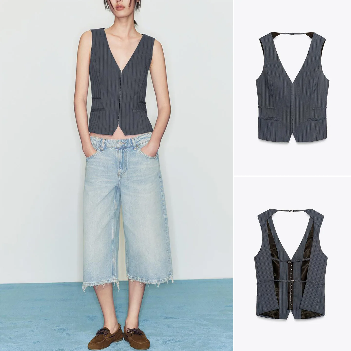 المرأة عادية Sle V-Ne Svel خطاف معدني ربط سليم شريط سترة علوية جديد الخريف وصول ألياف البوليستر ort طول #1