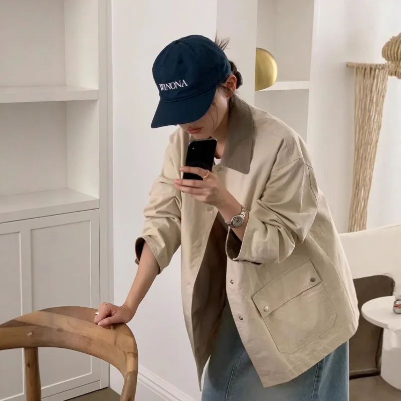 

Женское ретро-пальто FL с длинными рукавами, свободного кроя, шикарное, осеннее, новое, винтажное, с отложным воротником, на потайных пуговицах, с двумя карманами, верхняя одежда, новинка