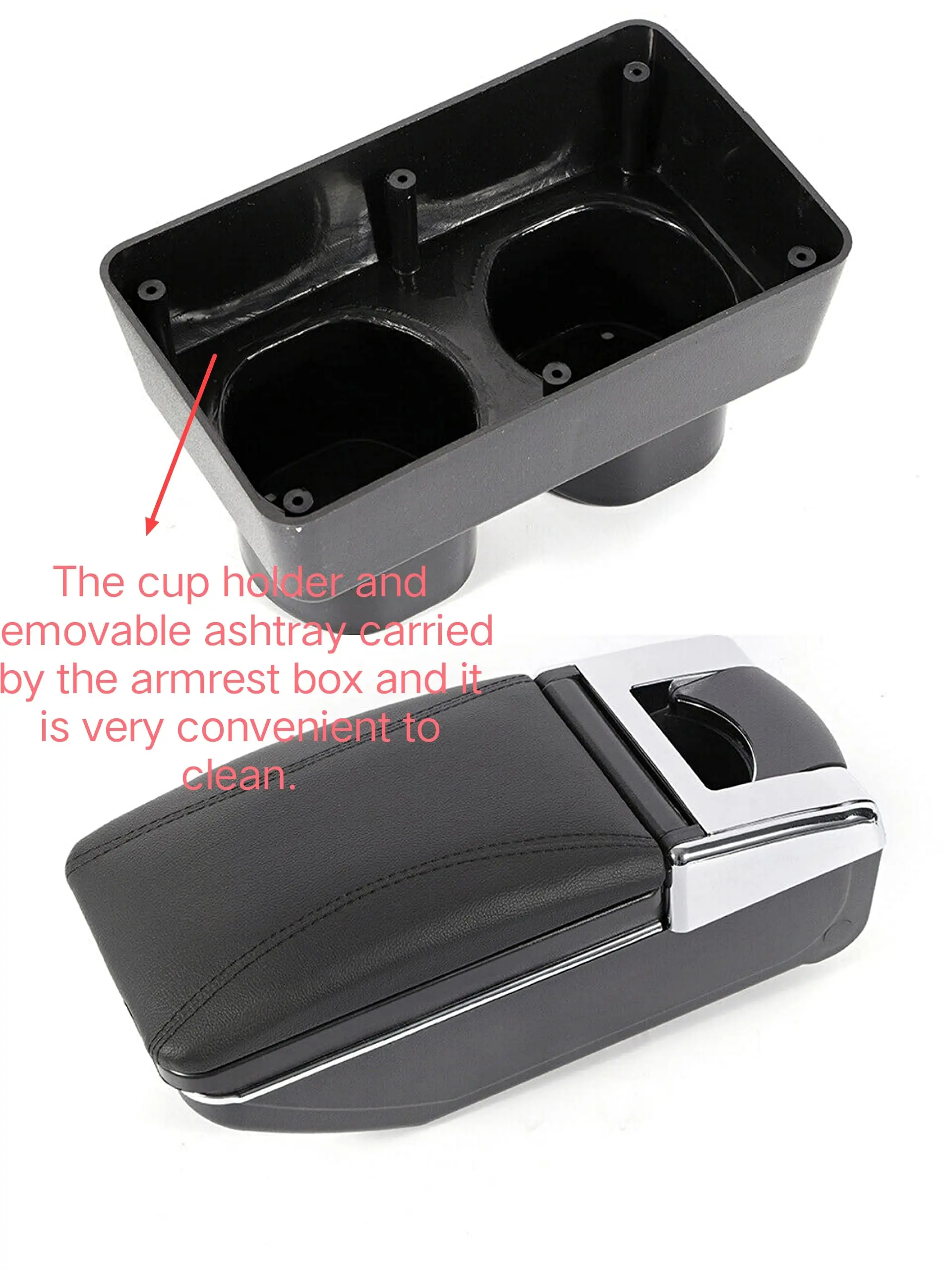 Car Center Console Armrest, Nissan Versa Tiida 2007-2011 & 2012 Versa Hatchback, Leather Rotate Auto Armrest Storage Box Organiz