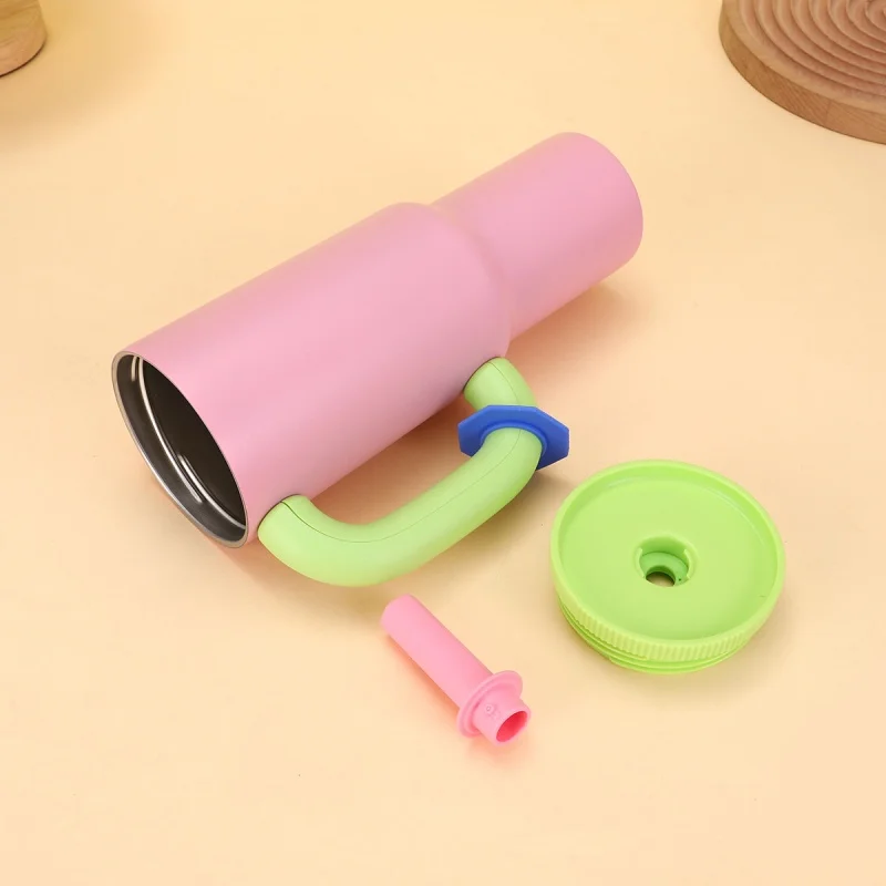 40 унций, соломенная изолированная чашка для льда из нержавеющей стали 304, термокружка большой емкости, стакан с ручкой, стильная изолированная кофейная чашка