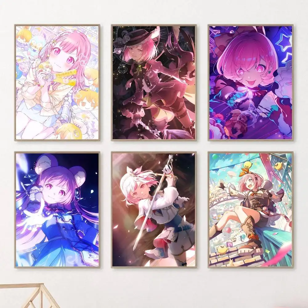 Cute Anime Game P-Project S-Sekai Otori Emu Poster Fancy Wall Sticker for Living Room Bar Decoration Wall Decor