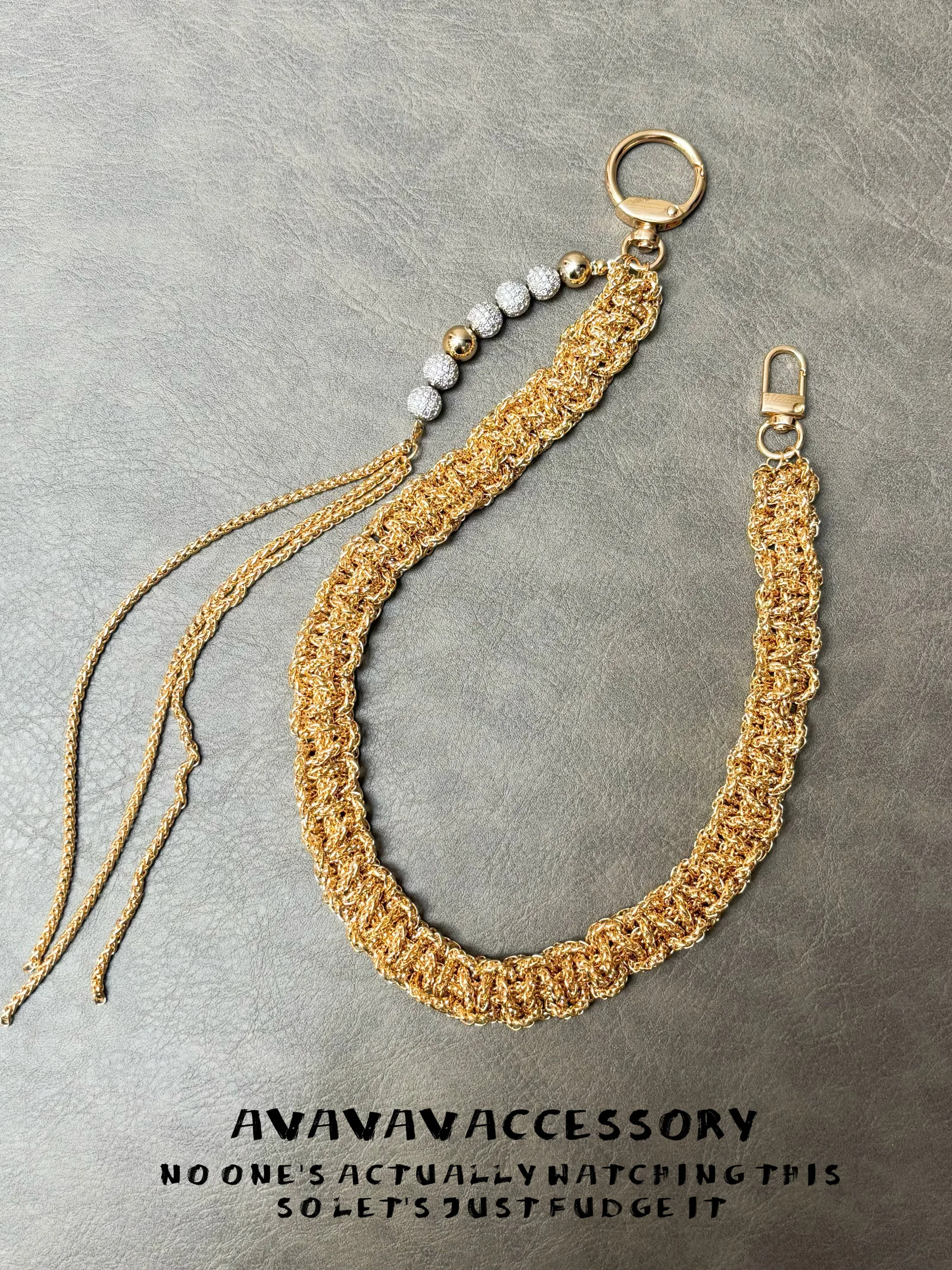 手織りヘビーデューティーチェーンバッグチャーム装飾ジュエリーヒップホップスタイルウエストチェーン、若者向けの男の子と女の子のファッションアクセサリー