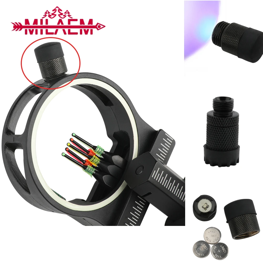 Archery Compound Bow Sight Light LED Universal Thread 9mm Common Size Adjustable Hunting Aim Bow Sight Light Shooting Parts Tool