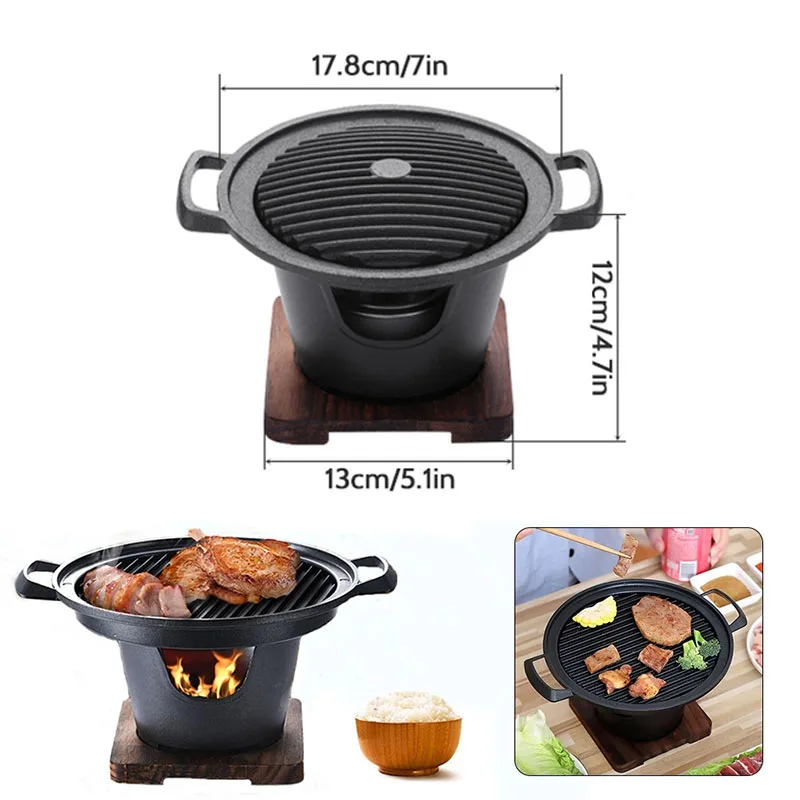 YMEEI BBQ Grill Japanese Alcohol Stove One Person Home Smokeless Barbecue Grill Outdoor BBQ Oven Plate Roasting Cooker Meat Tool