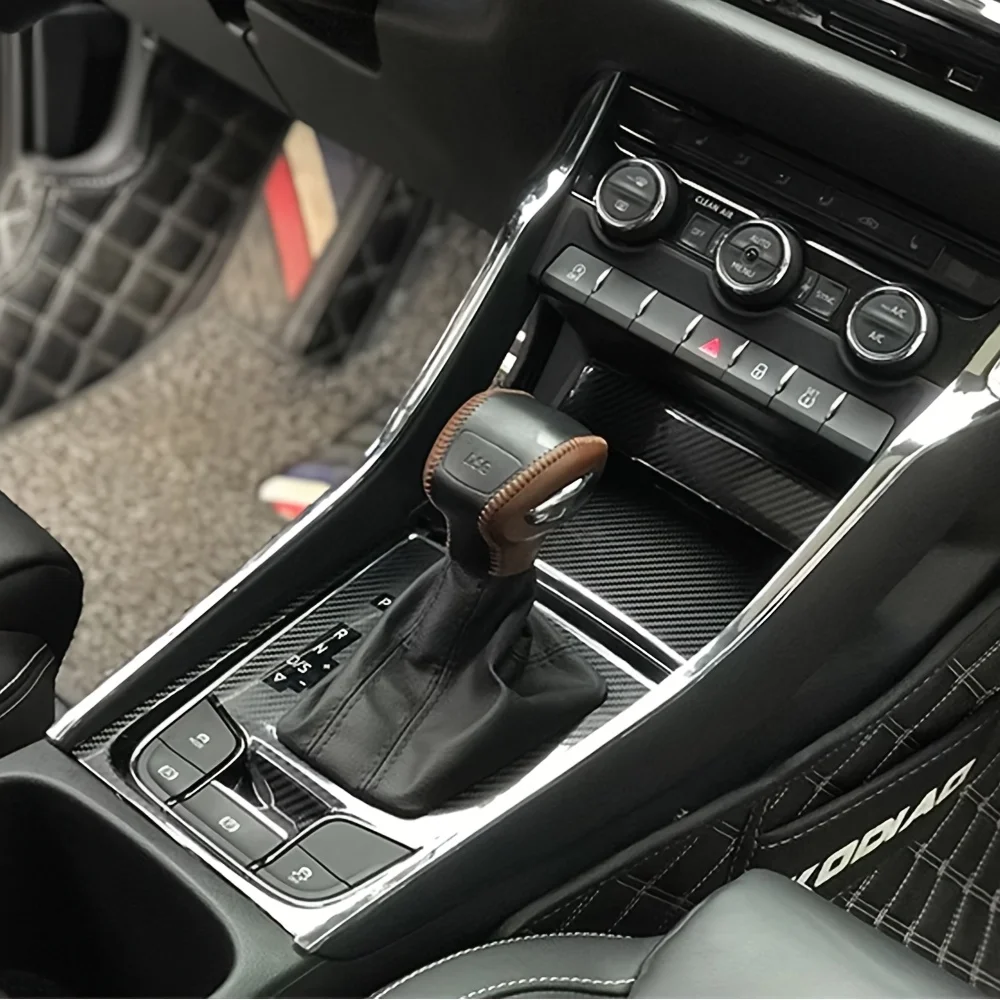 

For Skoda Kodiaq 2017-2020 Interior Central Control Panel Door Handle 5D Carbon Fiber Stickers Decals Car styling Accessorie