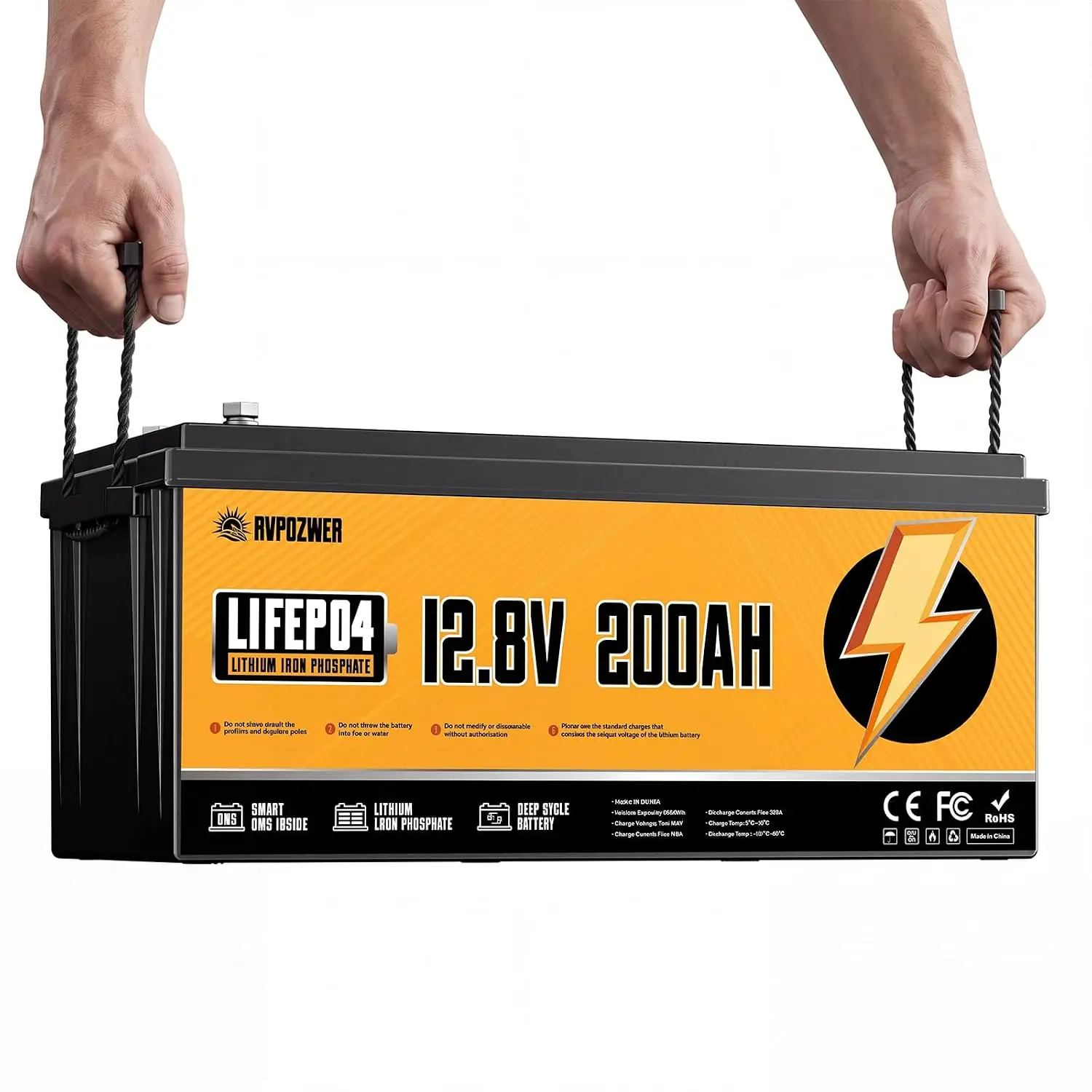 12V 200Ah LiFePO4 Battery 2560Wh 15000 Deep Cycle RV Solar Marine Energy Storage, Customized