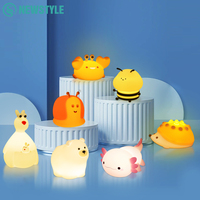 Animal Silicone Nursery Night Light Touch Control Bear Sleeping Nightlights Rechargeable Bedside Lamp  for Baby Children Room