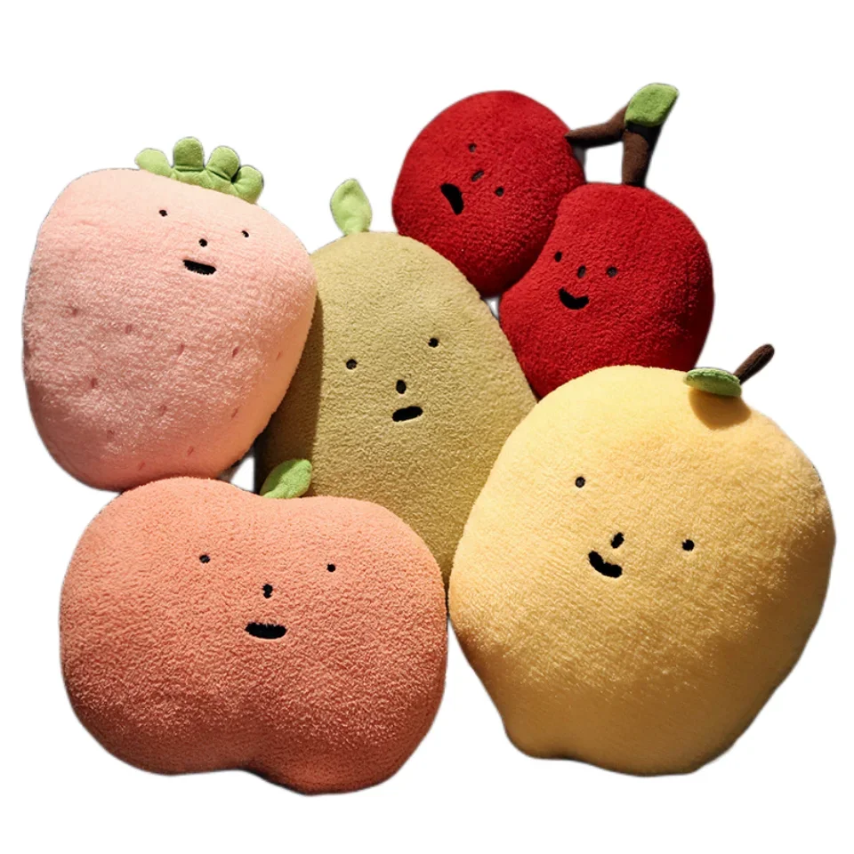 35/40cm Cartoon Soft Cute Simulation Cherry Pear Peach Lemon Strawberry Plush Toys Stuffed Pillow Doll For Kids Birthday Gift