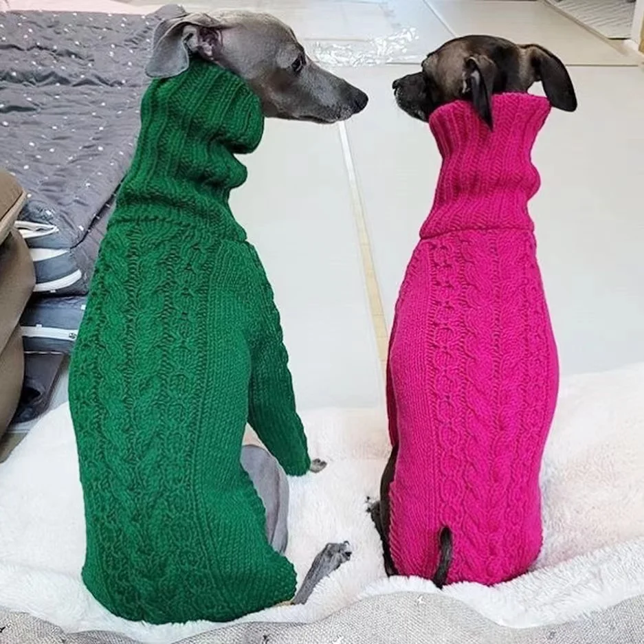 Winter Dog Sweater Italian Greyhound  Whippet Turtleneck  Twist  Warm Dog Coat Dog Clothing Dog\'s Knitted Sweater