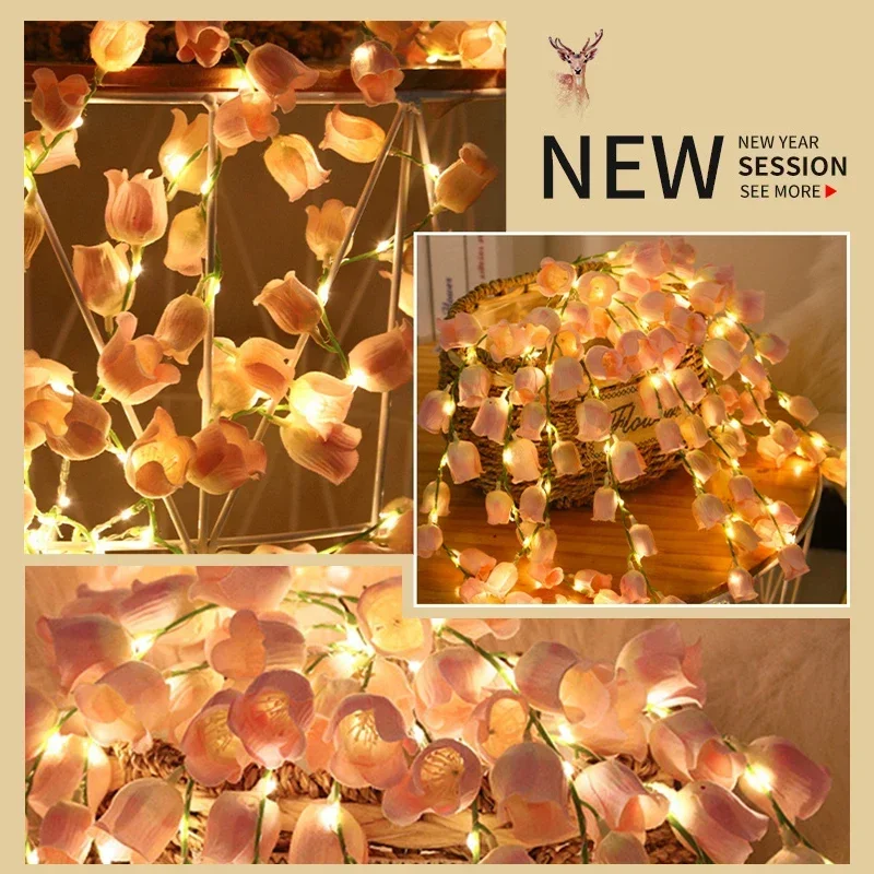 1/5/PC LED Deco Light Sring Artificial Lily of the Valley Flower Wedding Party Home Backdrop Romantic Party Decor Holiday Lamp