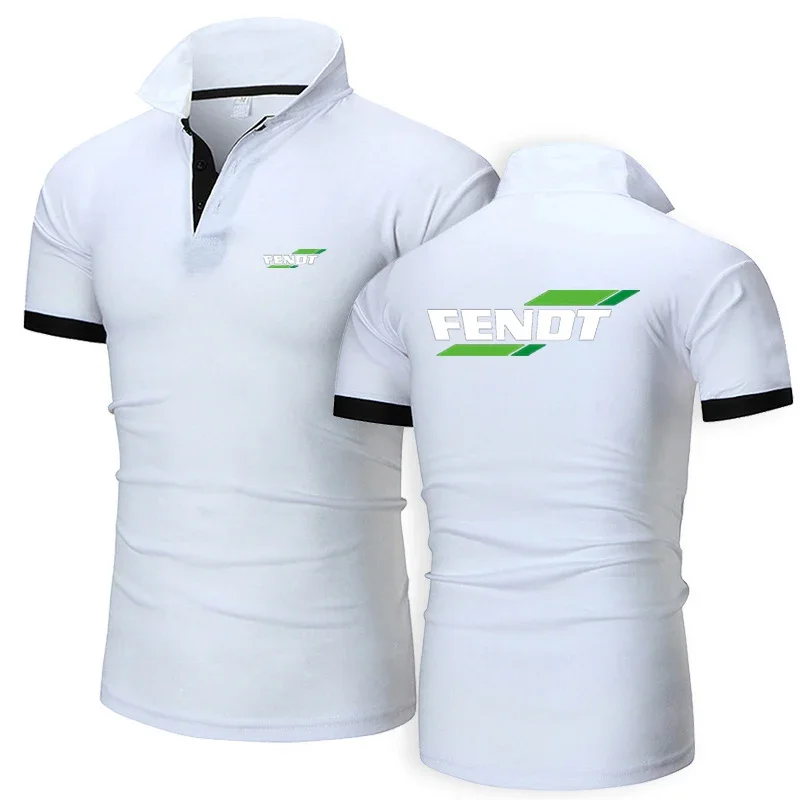 2024 Summer New Hot Sale FENDT Logo Print Lapel Design Cotton Polo Shirt Man's Solid Color Breathable Quick-Drying Short Sleeved