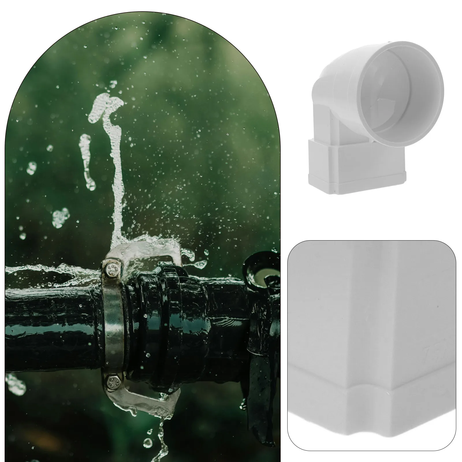 Vierkante ronde dakgootadapter Regenpijpconnector Afvoeronderdelen Witte montage Gemakkelijk te installeren daksysteem Regenwaterpijpvilla's