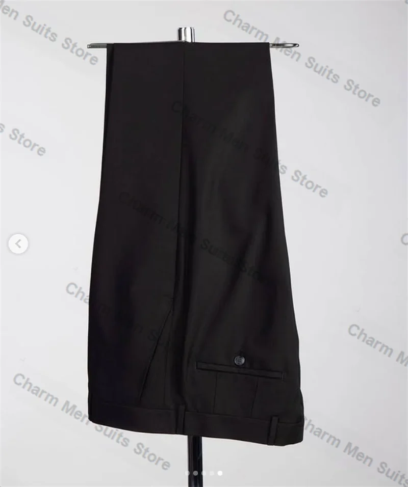 Pearls Black Men Suits Pants Set 2 Pieces Velvet Blazer+Cotton Trouser Customized Wedding Tuxedo Formal Office Wedding Jacket