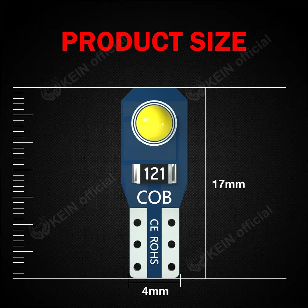 KEIN 8PCS Led Lamp T5 W3W 73 74 17 27 Car Meter Bulb Instrument Dash Interior Neo Wedge Dashboard Dash Side Signal Led Light COB