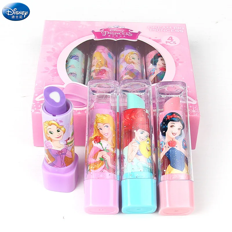 4 stücke Disney Kinder Lippenstift Radiergummi Kawaii Elsa Prinzessin Gummi Radiergummi Briefpapier Student Preis Büro Schule Briefpapier Lieferungen