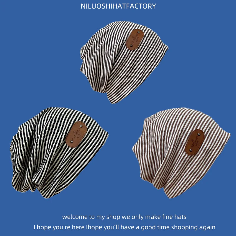 

Японская осенне-зимняя универсальная полосатая кепка с тонким носком, модная вязаная кепка с ворсом интернет-знаменитостей