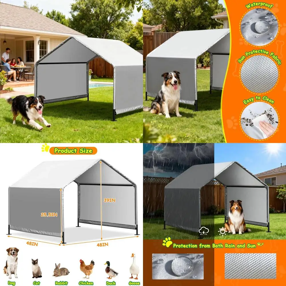

Medium to Large Dog Shade Shelter, Outdoor Waterproof Canopy for Pets with Sun Protection and Ground Stakes