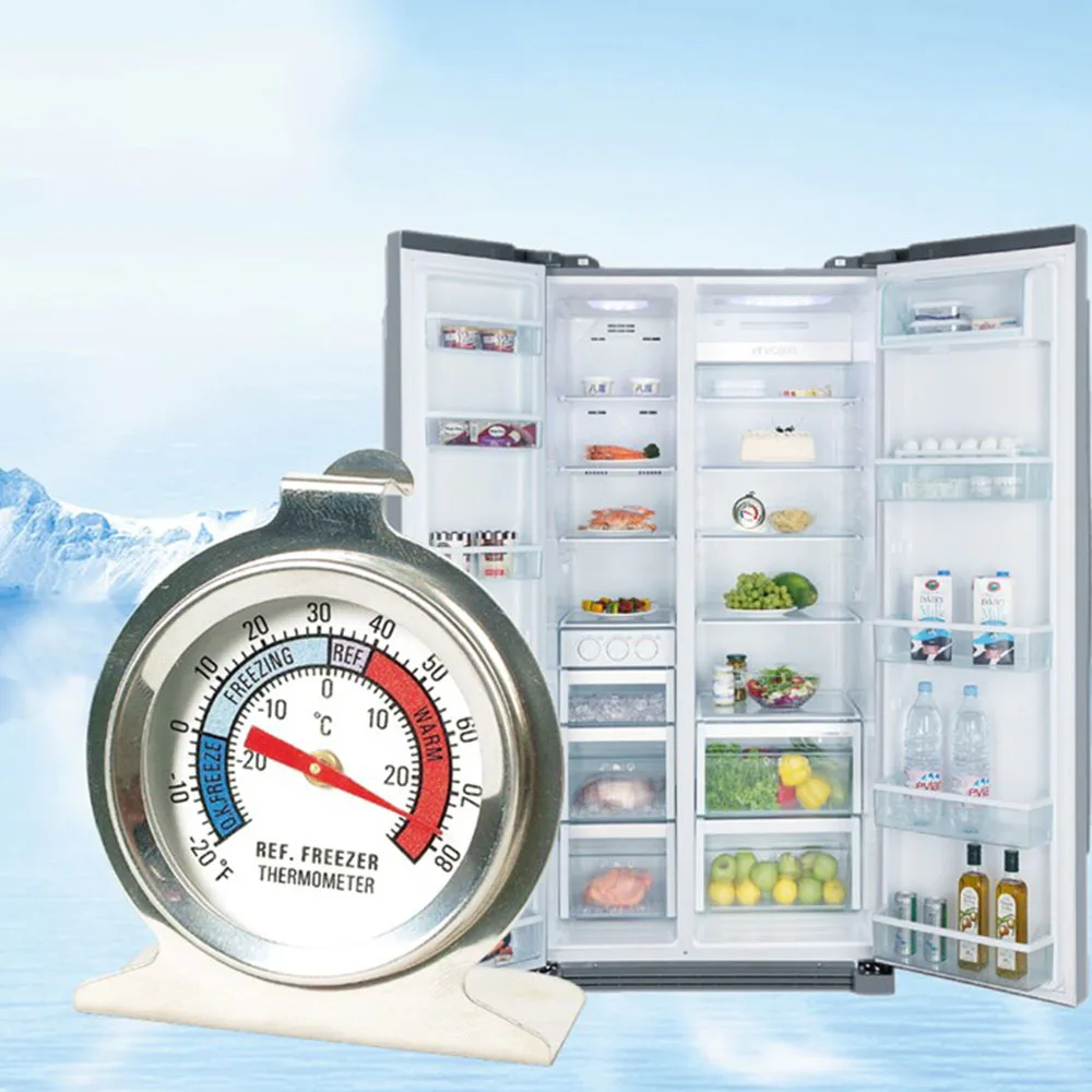 Stainless Steel Temperature Refrigerator Freezer Dial Type Fridge Thermometer