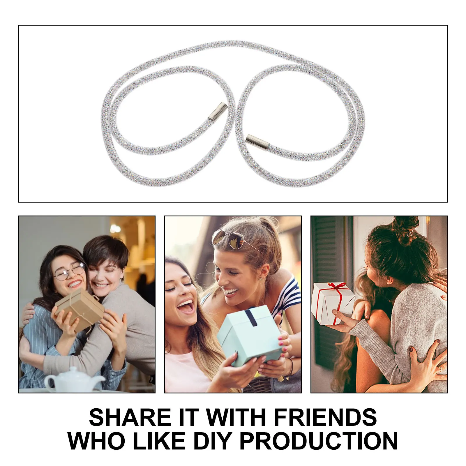 

2Pcs Rhinestone Round Rope DIY Bling Crystal Shiny Shoe Laces Pants Waist Cord Decorative Phone Lanyard String Accessories