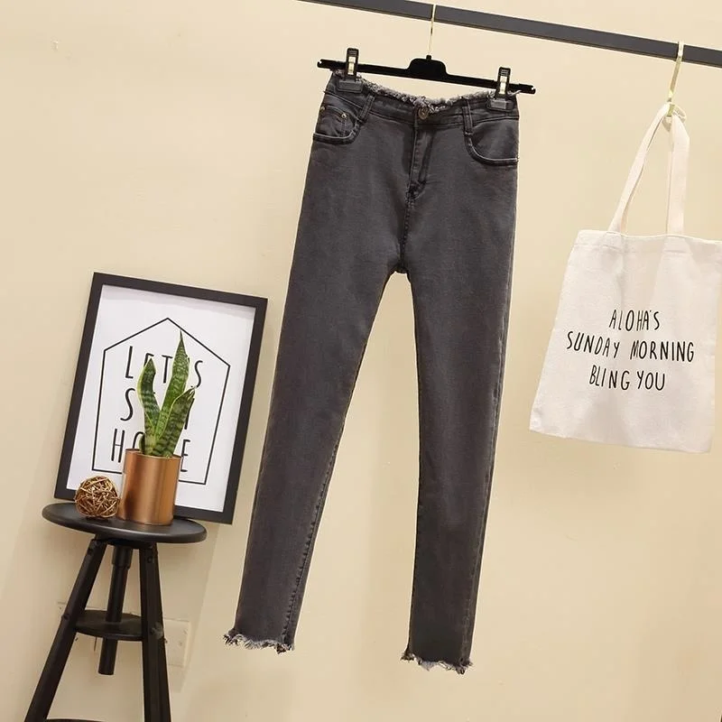 Korean Fashion Skinny Jeans Woman Streetwear High Waist Women Jeans Stretch Pencil Denim Pants 200kg Mom Jeans Vaqueros Mujer