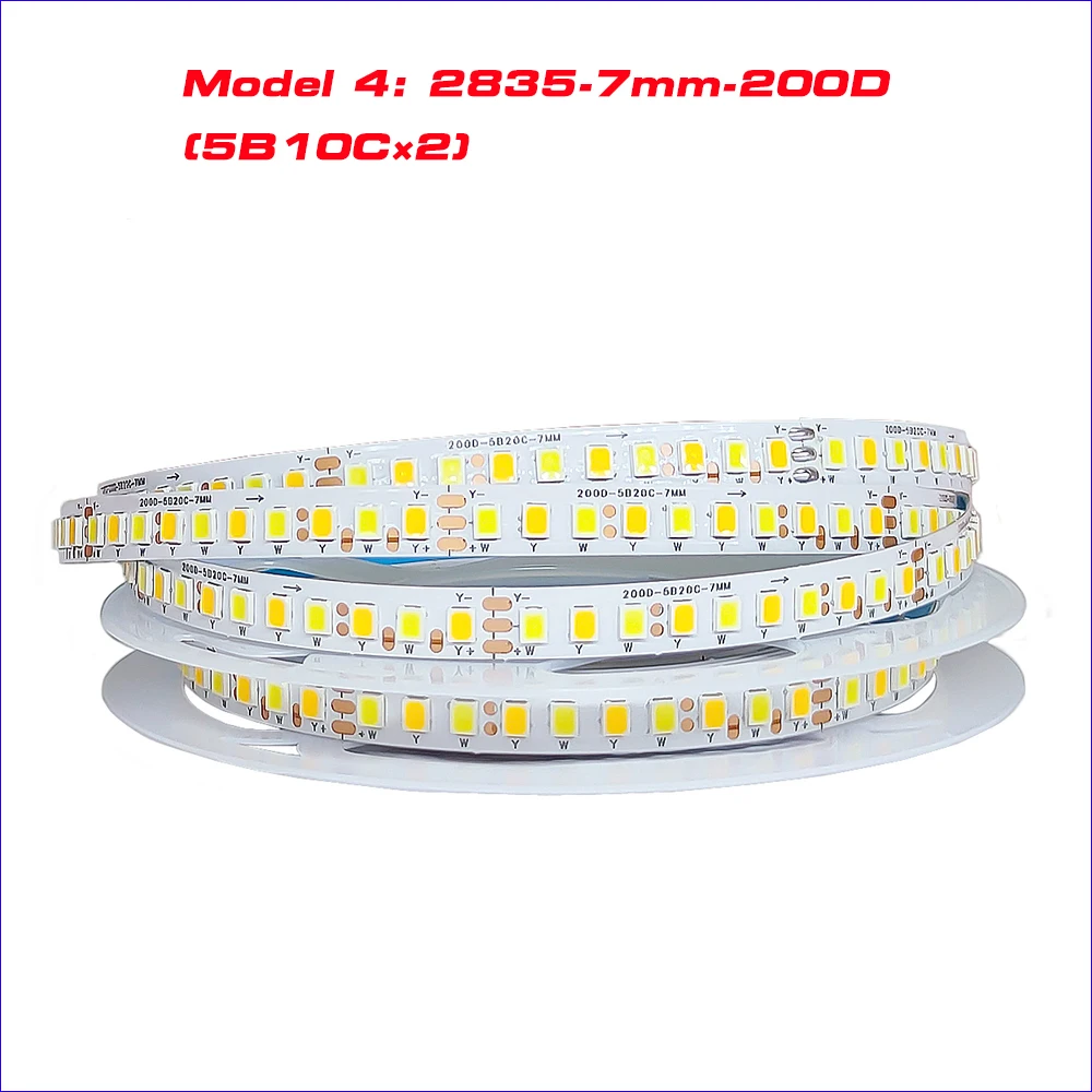 (3 Soldeerverbindingen) 5 Meter 2835-7Mm-140d/160d/180d/200d Led Strip Constante Stroom 3 Kleuren Led Lint 14W/16W/18W/20W × 2/Meter.