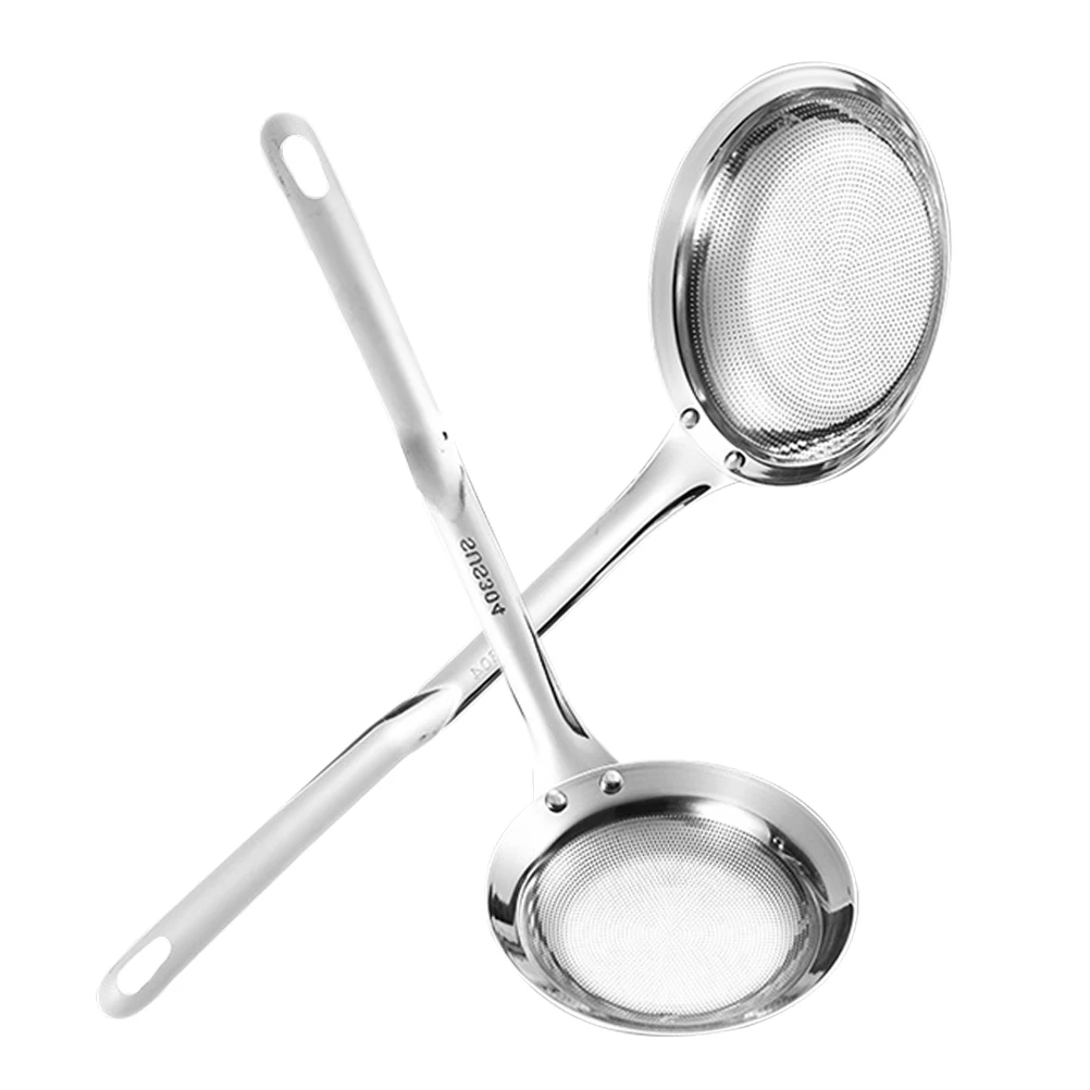 

2Pcs Grease Spoon Strainer Fine Mesh Oil Skimmer Stainless Steel Kitchen Sieve Ladle For Cooking Soy Milk Juice Nut Foam