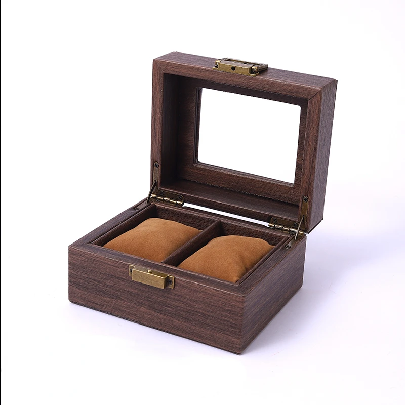 

Handmade Wood Watch Box 2/3 Grids Watches Display Case Wood Grain Leather Watch Box Glass Sunroof Watch Collection Box