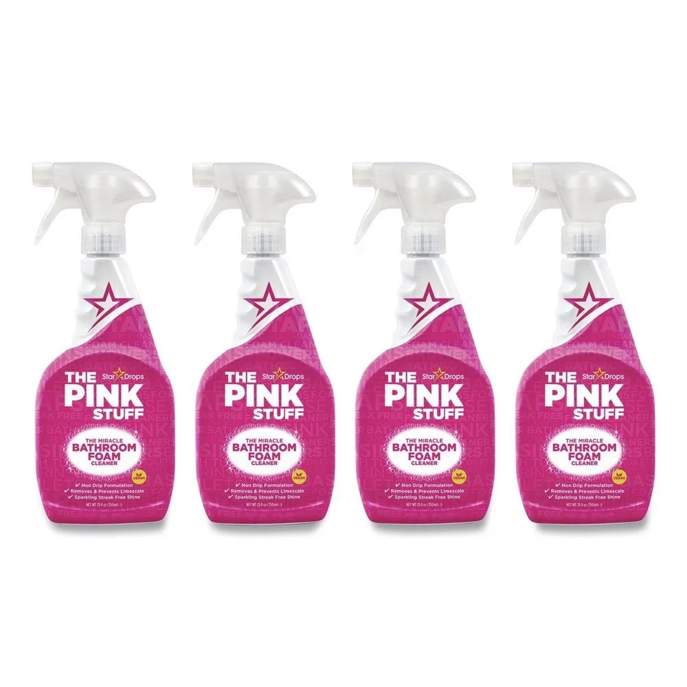 

Case of 4 The Pink Stuff Bathroom Foam Cleaner, Fruity Scent, 25.4 oz Bottles, Sold as 1 Case