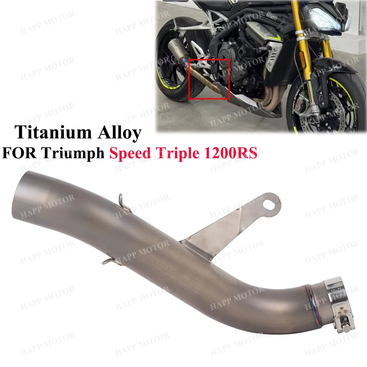

For Triumph Speed Triple 1200 RS RR 2021-2025 Motorcycle Exhaust Escape RS1200 Middle Link Pipe Titanium/Stainless
