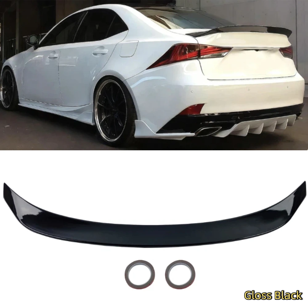 

ABS Rear Trunk Spoiler Wing Glossy Black/Carbon Fiber Pattern Water Transfer Fit For LEXUS IS200t IS250 IS350 2014-2020