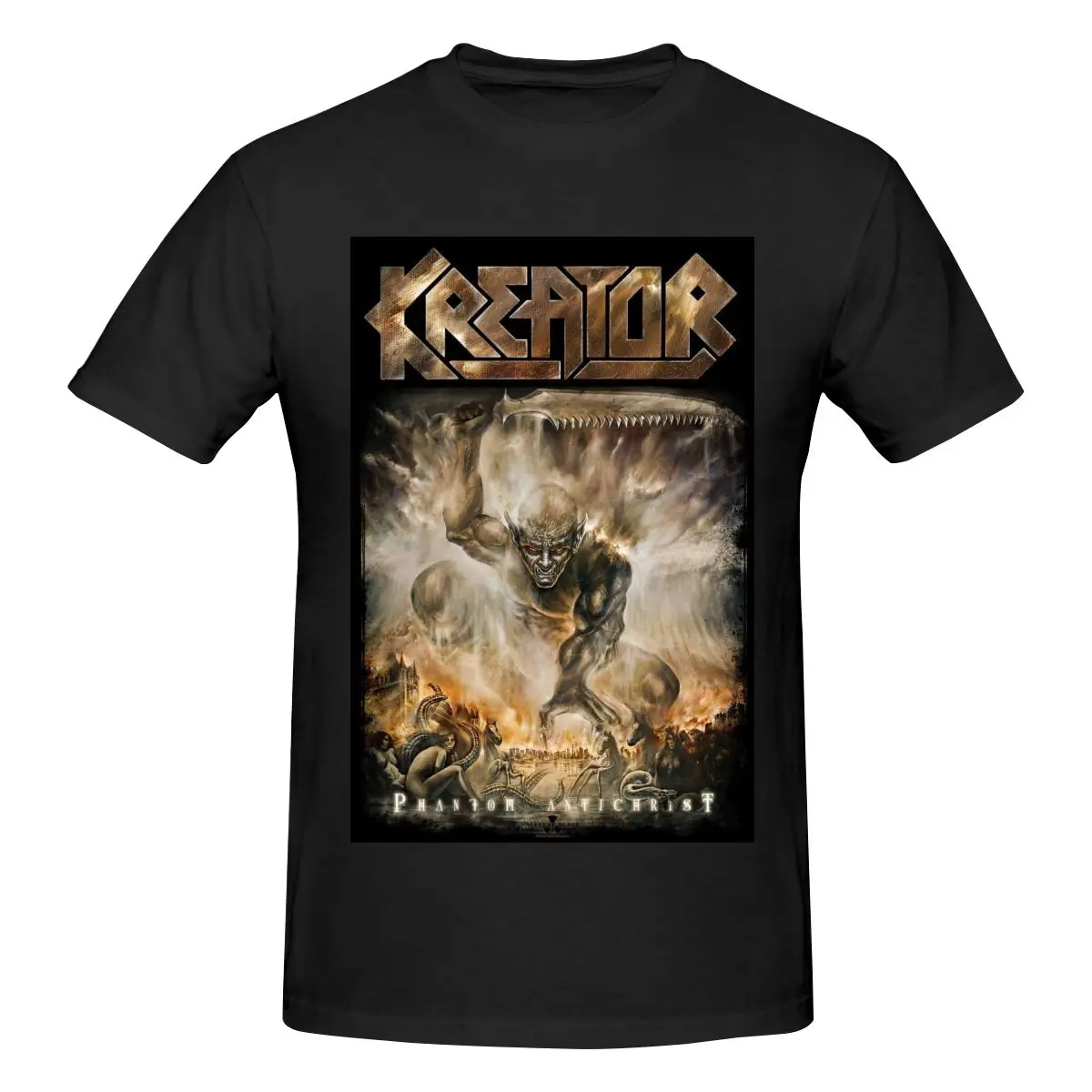 Similar-Kreator-Style Men's 100% Cotton Short Sleeve T-shirt Top Loose Tshirt